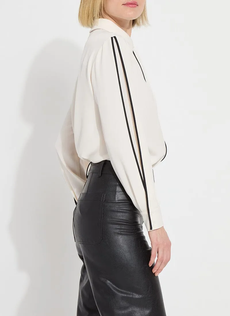 Luna Blouse with Pleated Sleeves | Chalk
