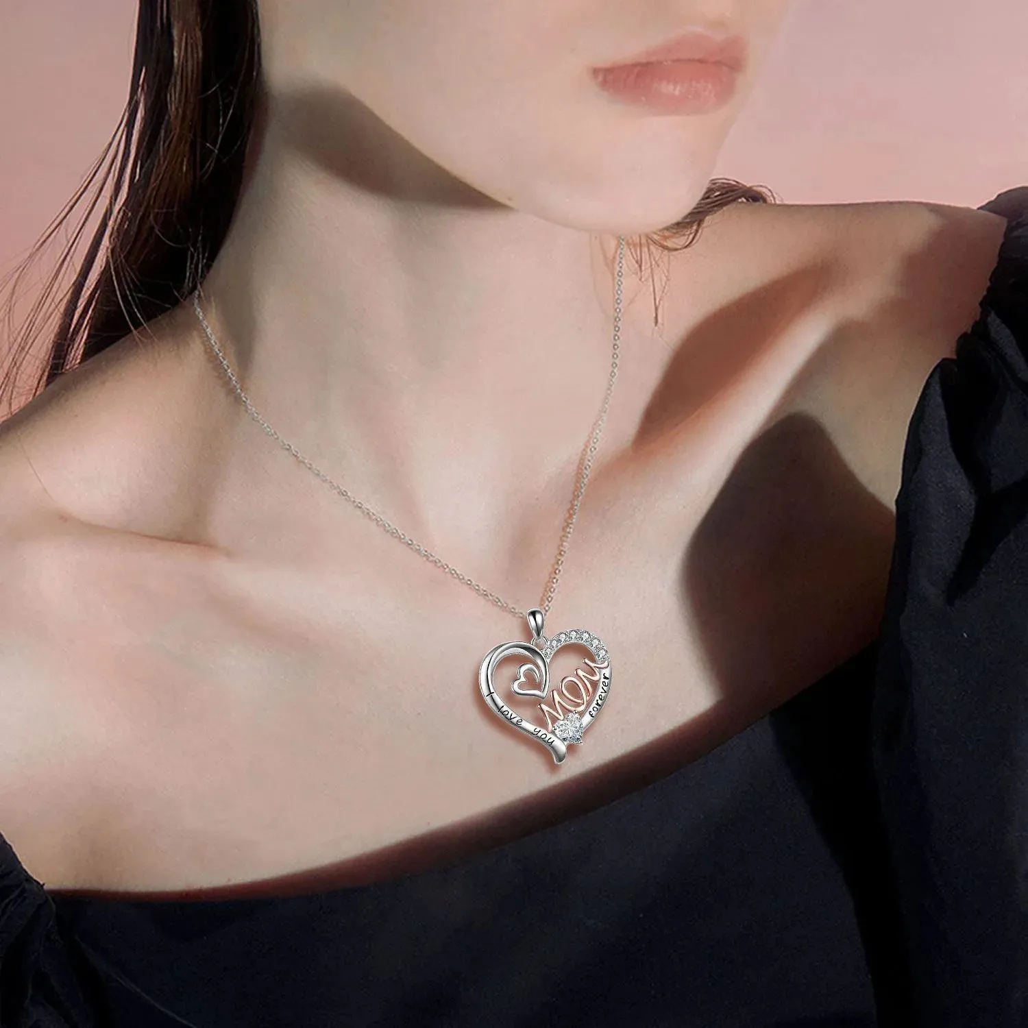 Luxury Designer Jewelry Heart Mom Double Love Mother Necklace