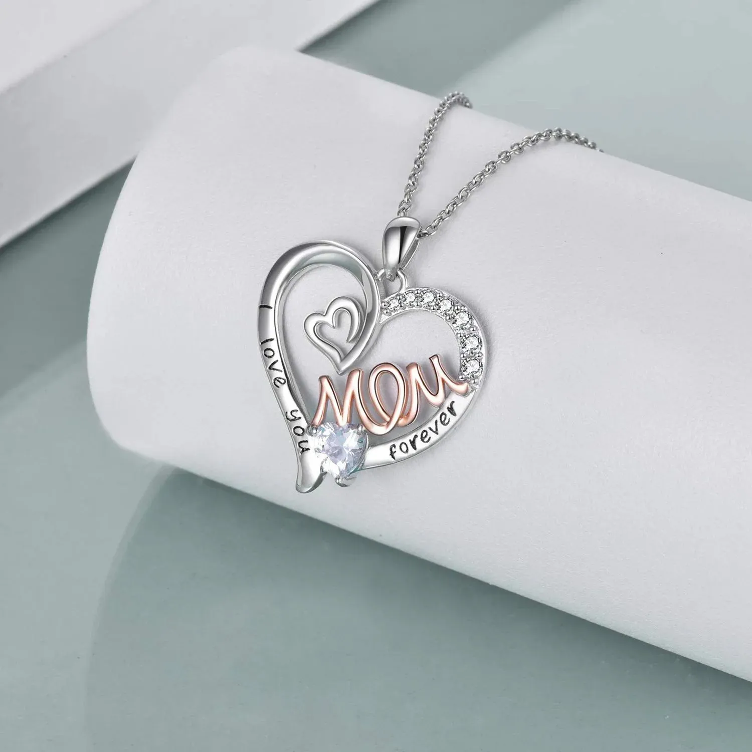Luxury Designer Jewelry Heart Mom Double Love Mother Necklace