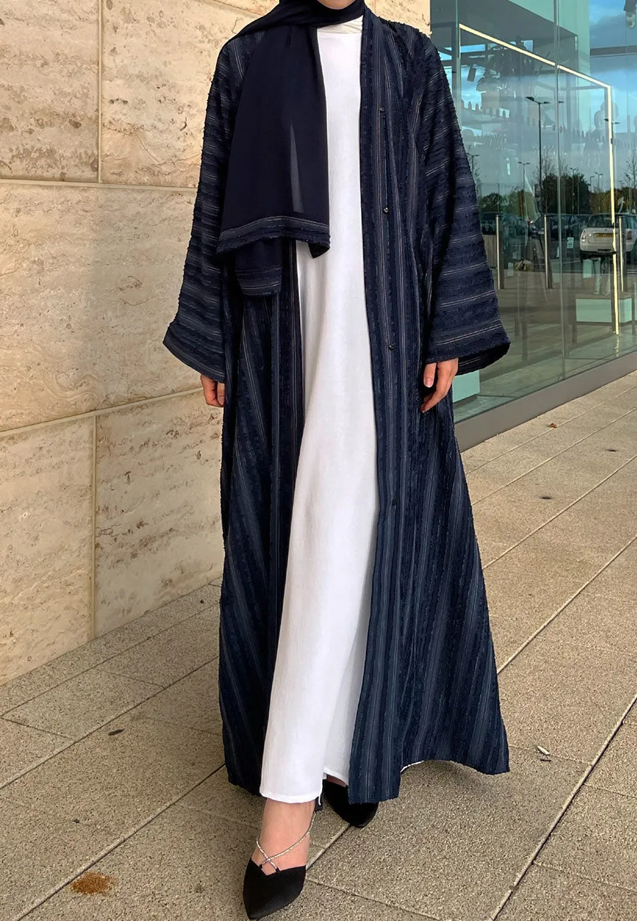 Luxury Plain Navy Emirati Open Abaya (Premium)