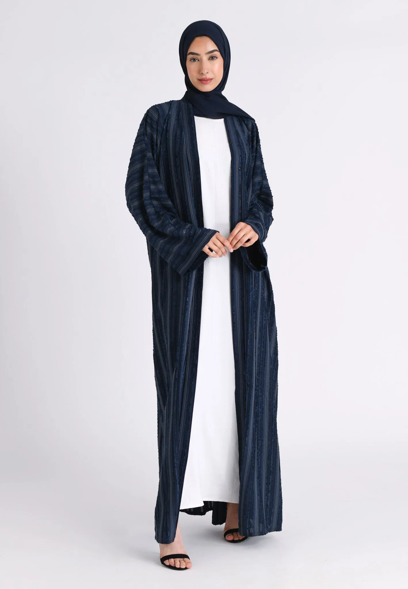 Luxury Plain Navy Emirati Open Abaya (Premium)
