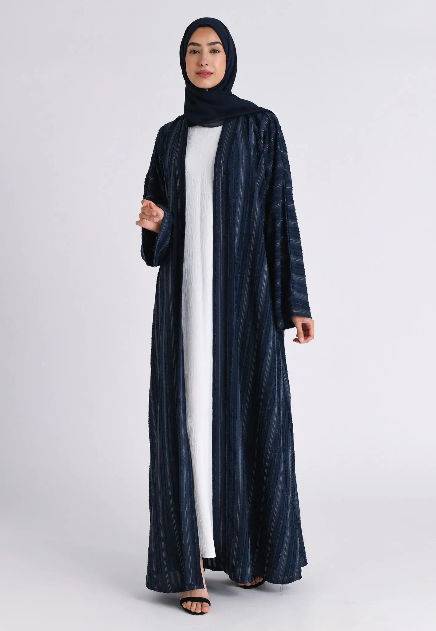Luxury Plain Navy Emirati Open Abaya (Premium)