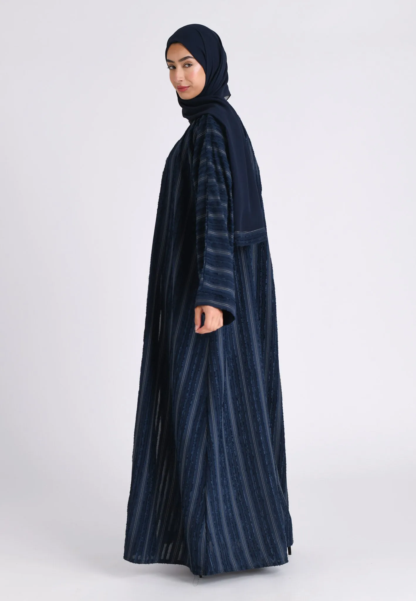 Luxury Plain Navy Emirati Open Abaya (Premium)