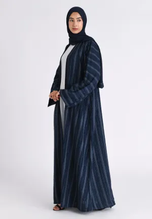 Luxury Plain Navy Emirati Open Abaya (Premium)