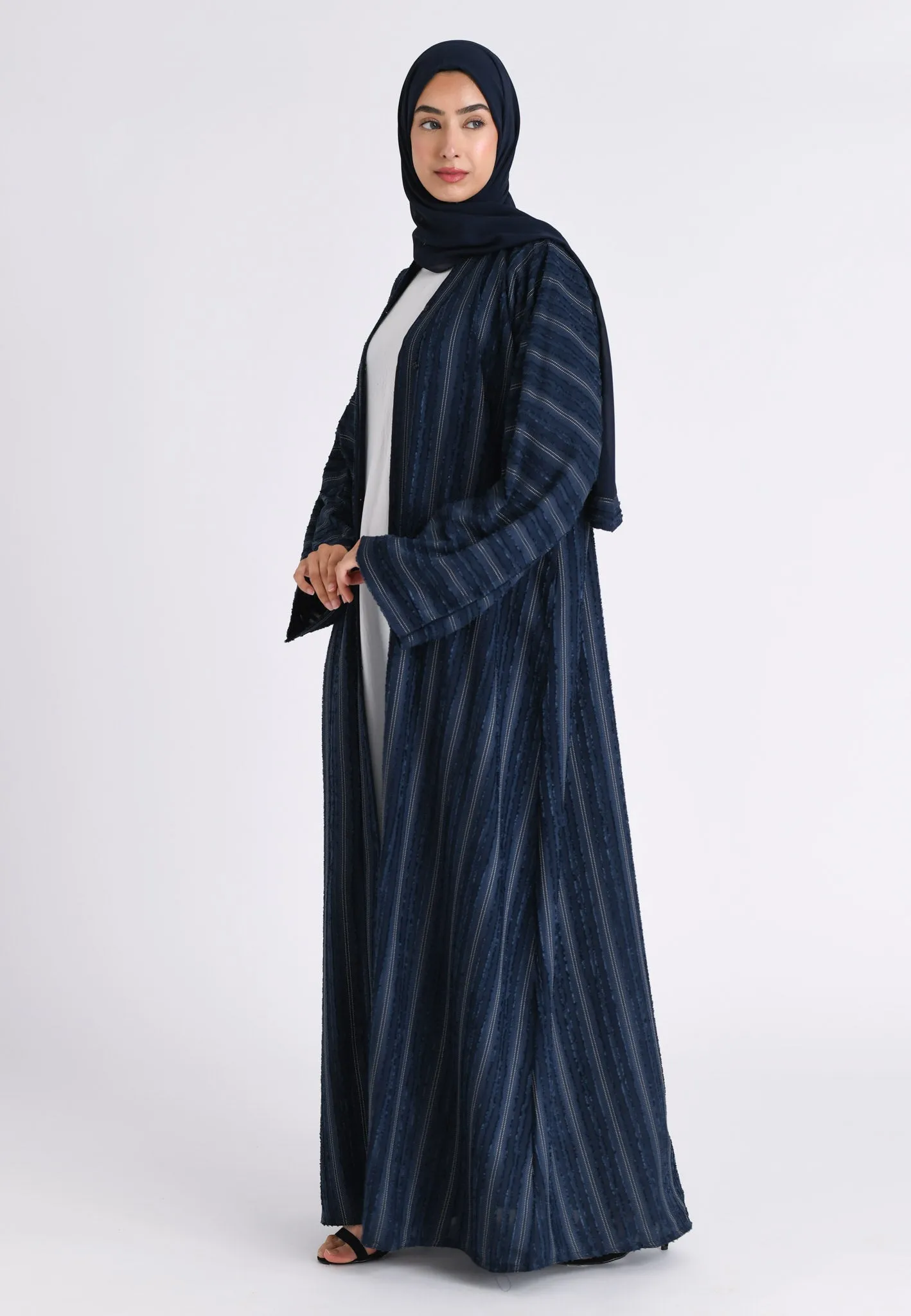 Luxury Plain Navy Emirati Open Abaya (Premium)