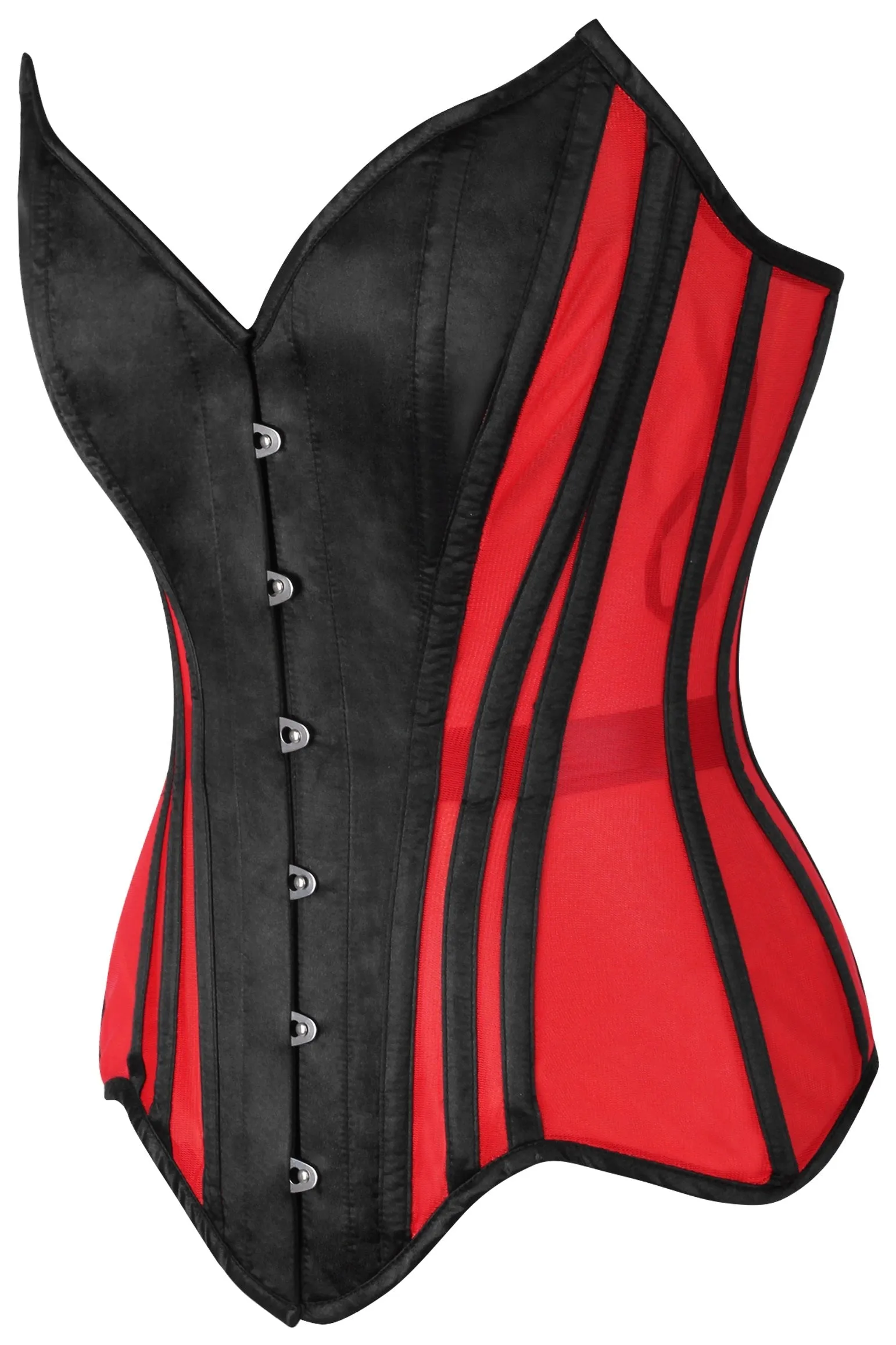 Luxury Red & Black Satin Pin-Up Corset with Steel Boning