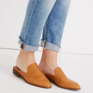 Madewell Frances Mule Loafer in Tan Leather Nubuck Size 8.5
