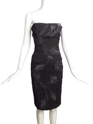 MANDALAY-NWT 2010 Black Embroidered Brocade Dress, Size 6