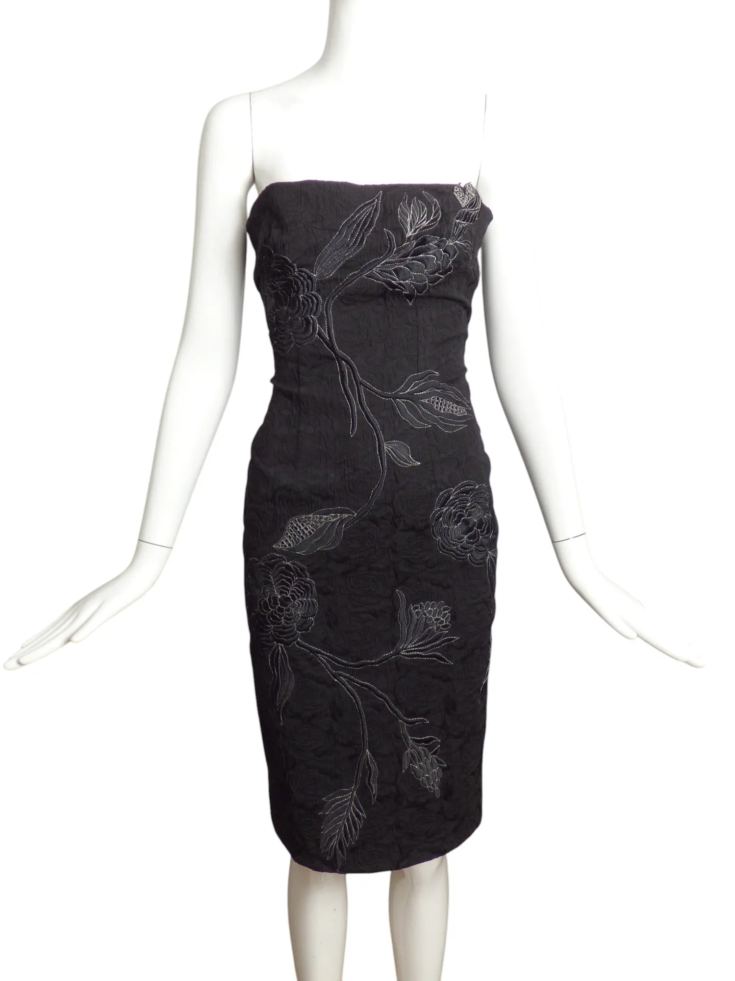 MANDALAY-NWT 2010 Black Embroidered Brocade Dress, Size 6