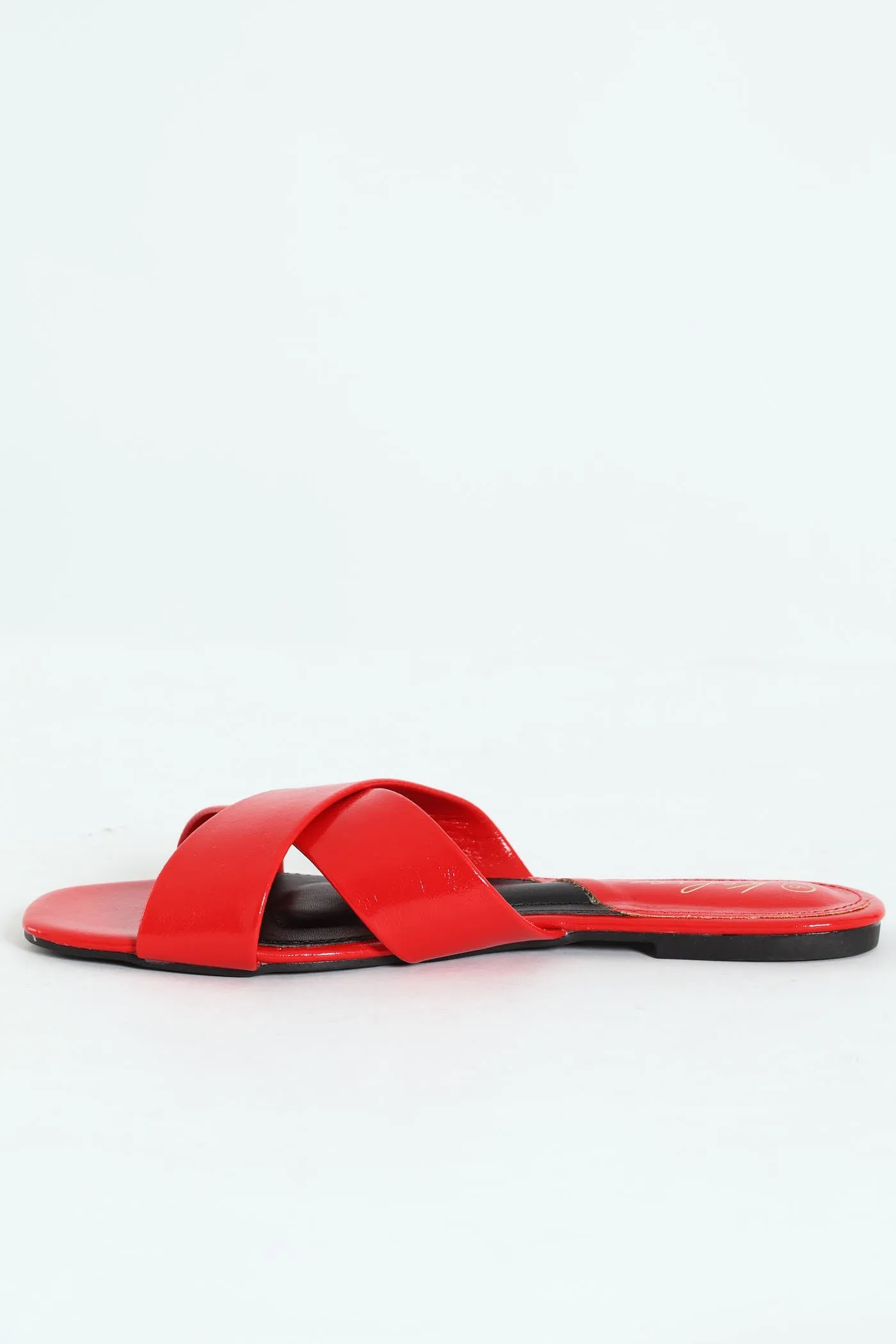 Medium Width Cross Strap Mule Sandal - Red