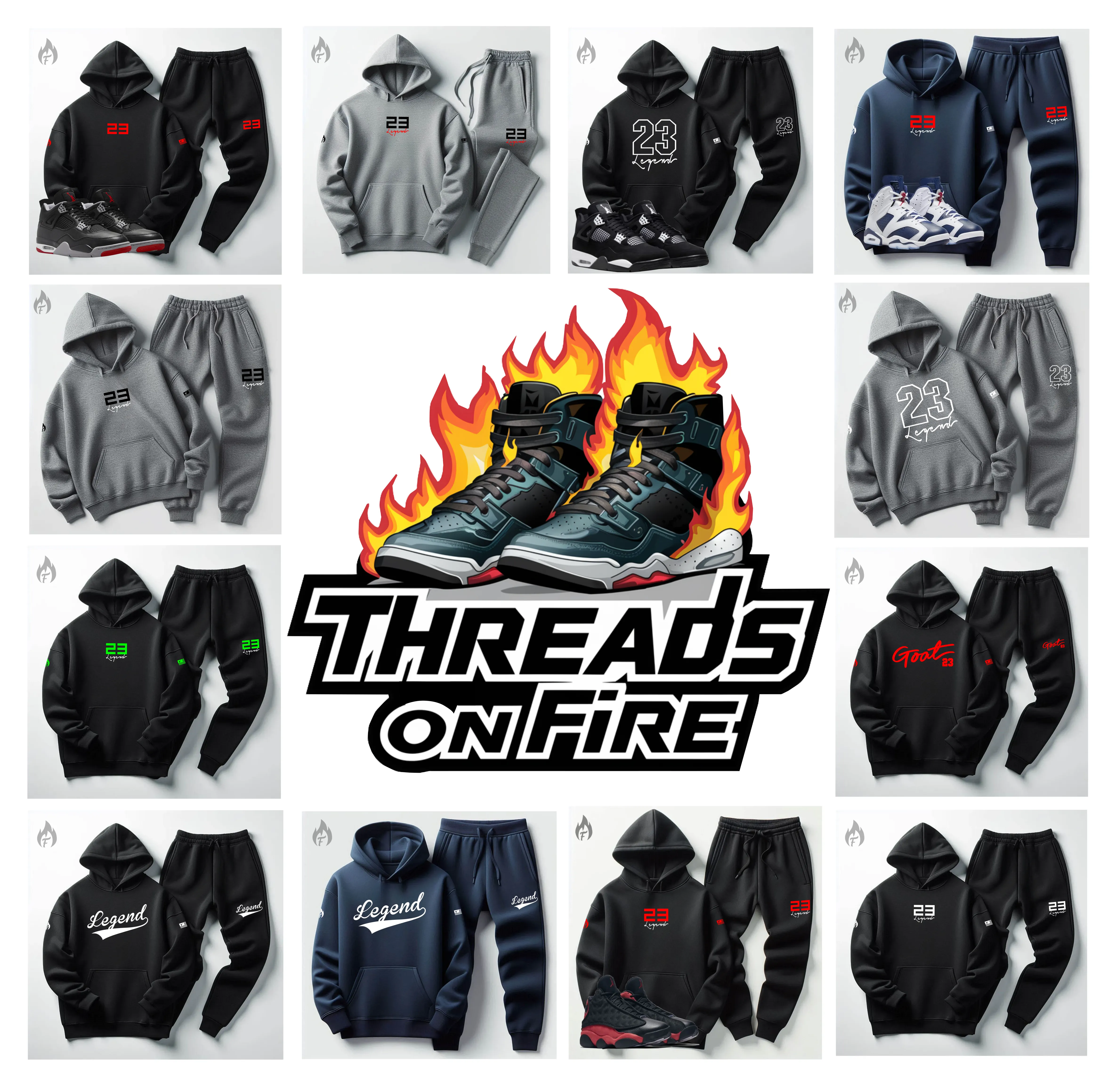 Men's Navy Blue Hoodie & Joggers Sweatsuit To Match Air Jordan 13 Midnight Navy 23 Legend Tracksuit
