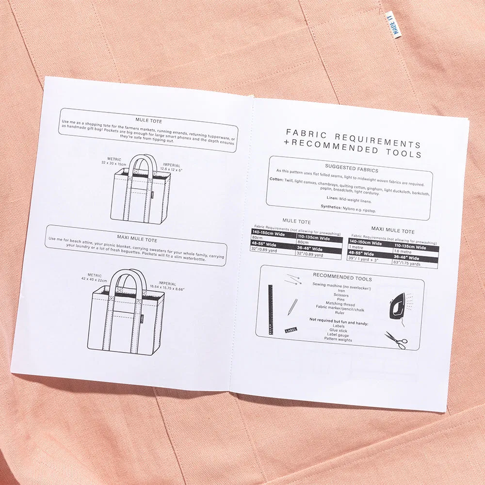 Mule Tote | Sewing Pattern by KATM ~ Digital PDF Pattern