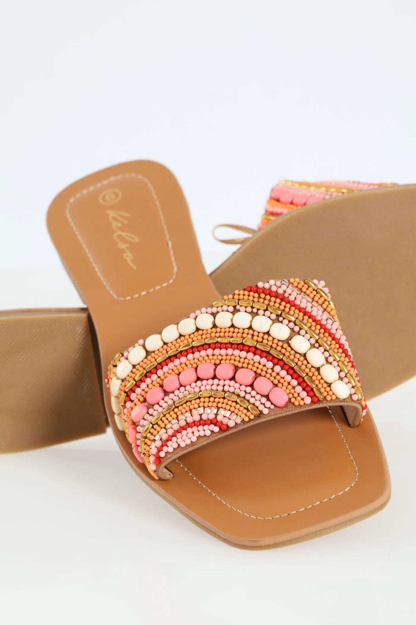 Multi Coloured Beaded Mule
