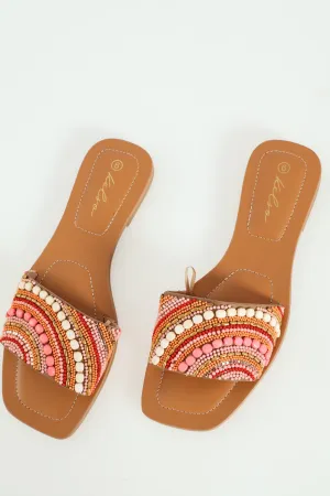 Multi Coloured Beaded Mule