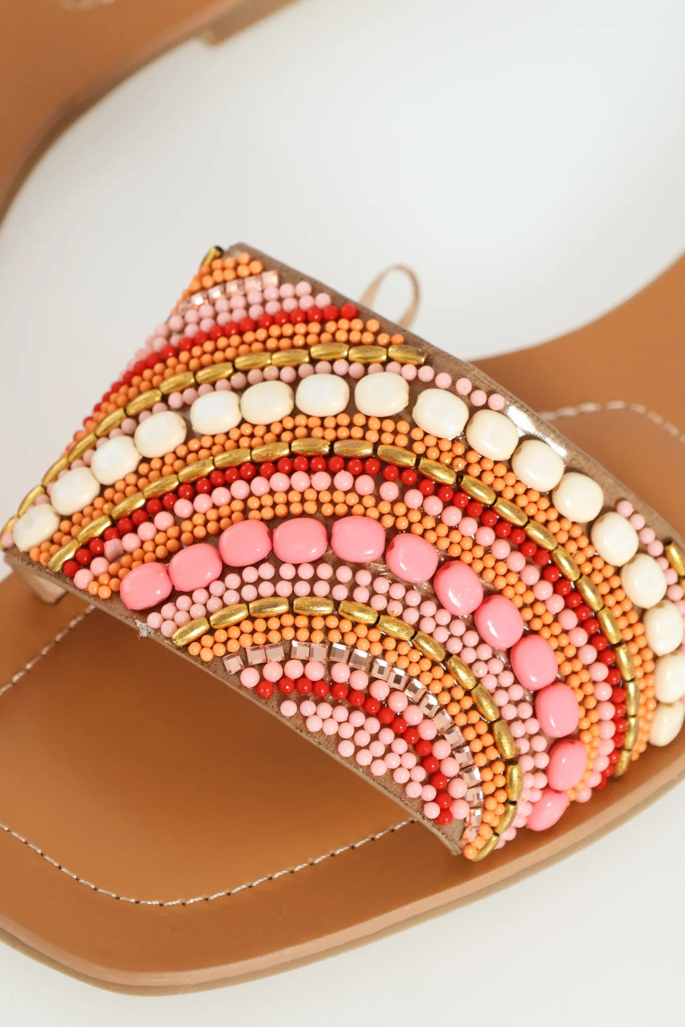 Multi Coloured Beaded Mule