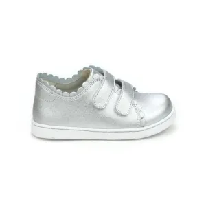 NEW L'AMOUR kid's caroline scalloped sneaker in silver