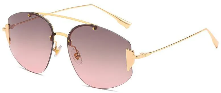New Sunglasses Ladies Shades Luxury Brand Designer Driving Womens Glasses Summer Beach Rimless Sunglasses