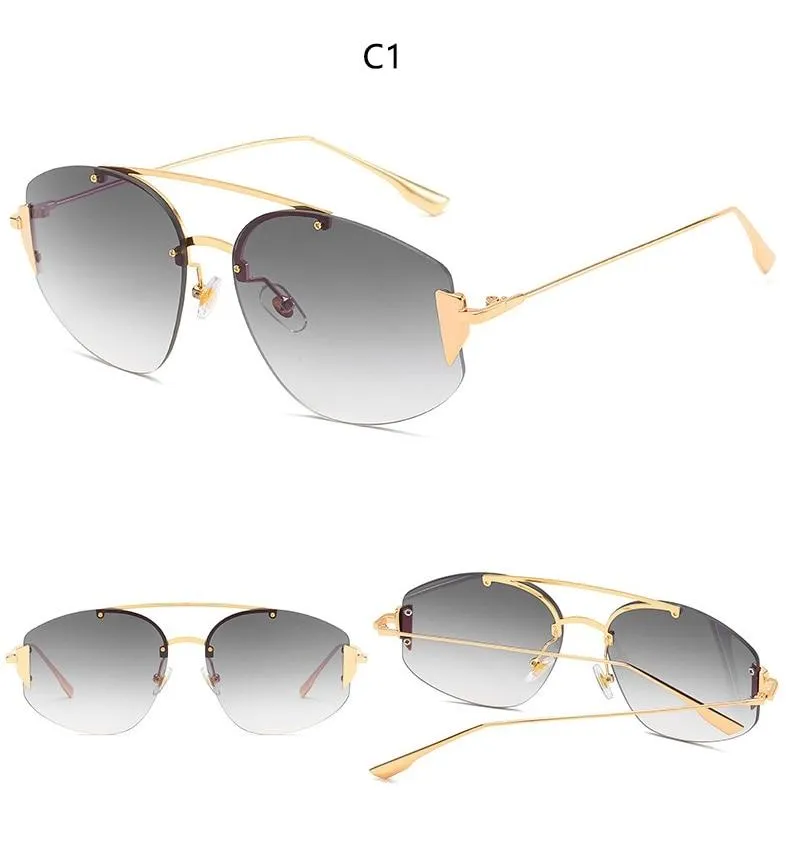 New Sunglasses Ladies Shades Luxury Brand Designer Driving Womens Glasses Summer Beach Rimless Sunglasses
