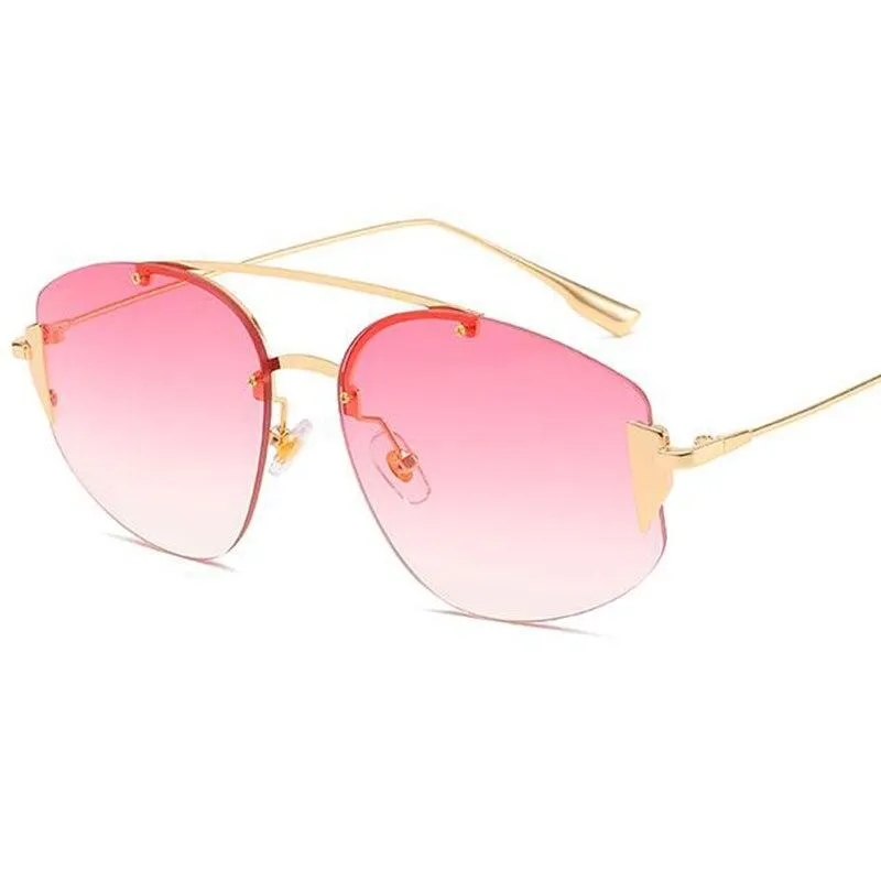 New Sunglasses Ladies Shades Luxury Brand Designer Driving Womens Glasses Summer Beach Rimless Sunglasses