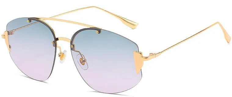 New Sunglasses Ladies Shades Luxury Brand Designer Driving Womens Glasses Summer Beach Rimless Sunglasses