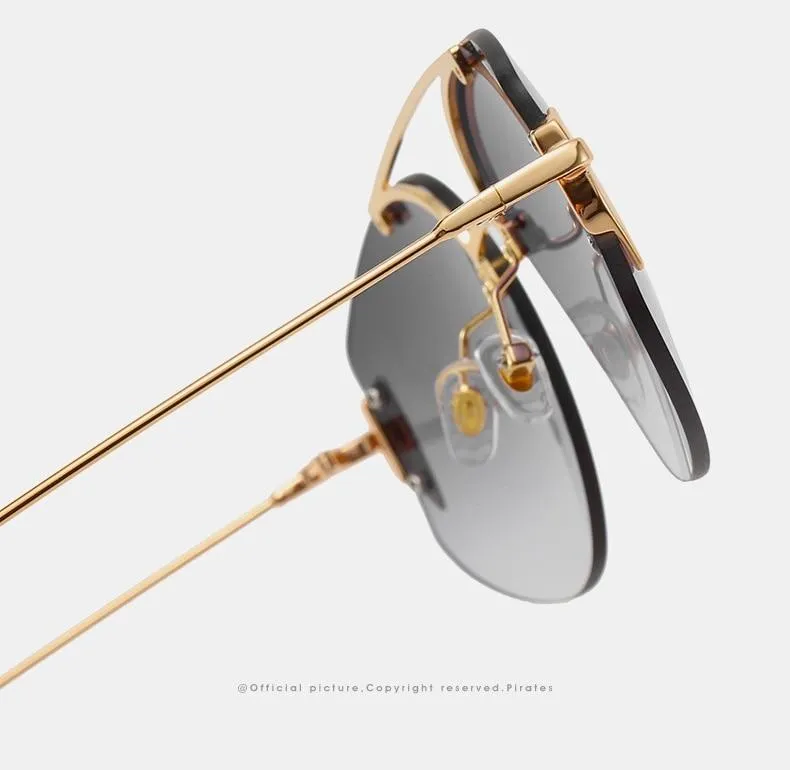 New Sunglasses Ladies Shades Luxury Brand Designer Driving Womens Glasses Summer Beach Rimless Sunglasses