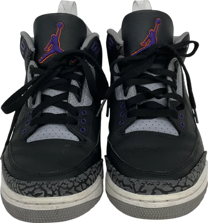 Nike Air Jordan 3 Black Court Purple Cement Grey UK 6.5 EU 39.5 👠
