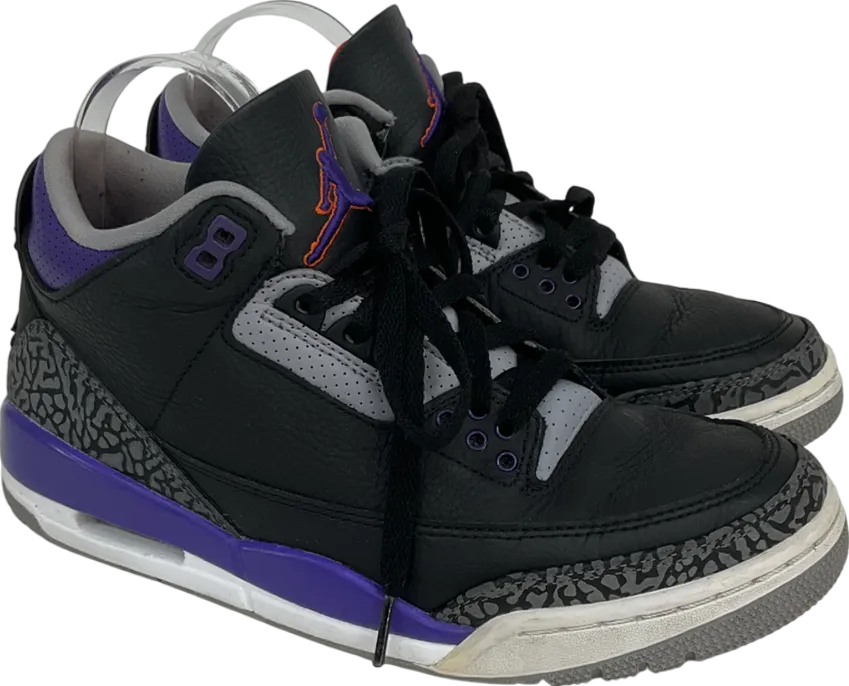 Nike Air Jordan 3 Black Court Purple Cement Grey UK 6.5 EU 39.5 👠