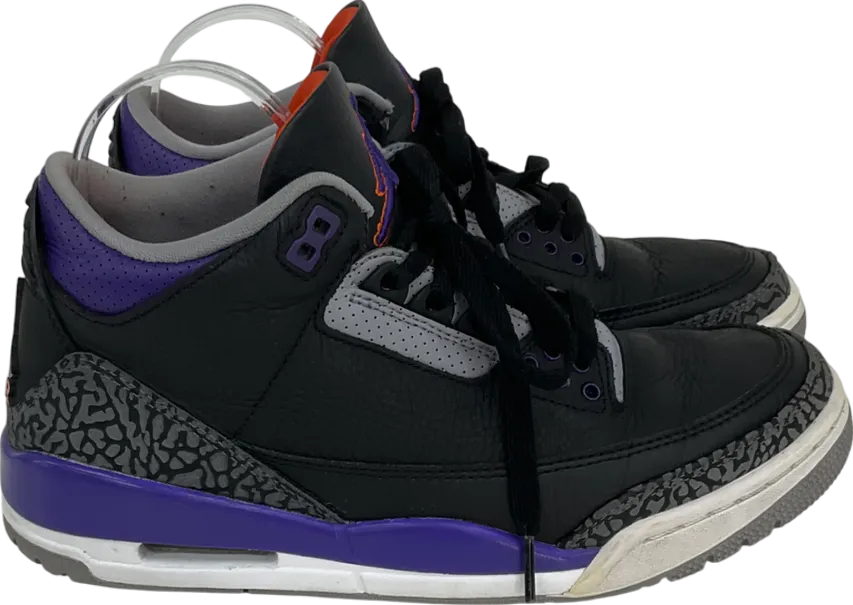 Nike Air Jordan 3 Black Court Purple Cement Grey UK 6.5 EU 39.5 👠
