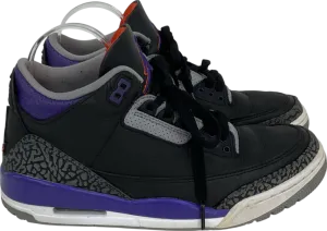 Nike Air Jordan 3 Black Court Purple Cement Grey UK 6.5 EU 39.5 👠