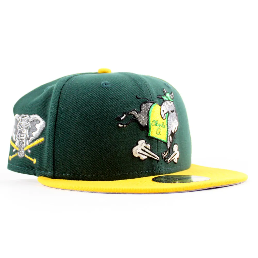 Oakland Athletics First Mascot – Charlie O the Mule New Era 59Fifty Fitted Hat (Green Gold Gray Under Brim)