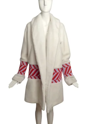 ONAIR- 2018 NWT White & Red Faux Fur Coat, One Size