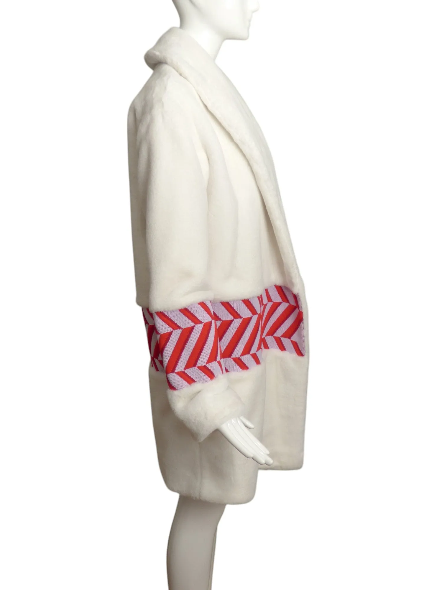 ONAIR- 2018 NWT White & Red Faux Fur Coat, One Size