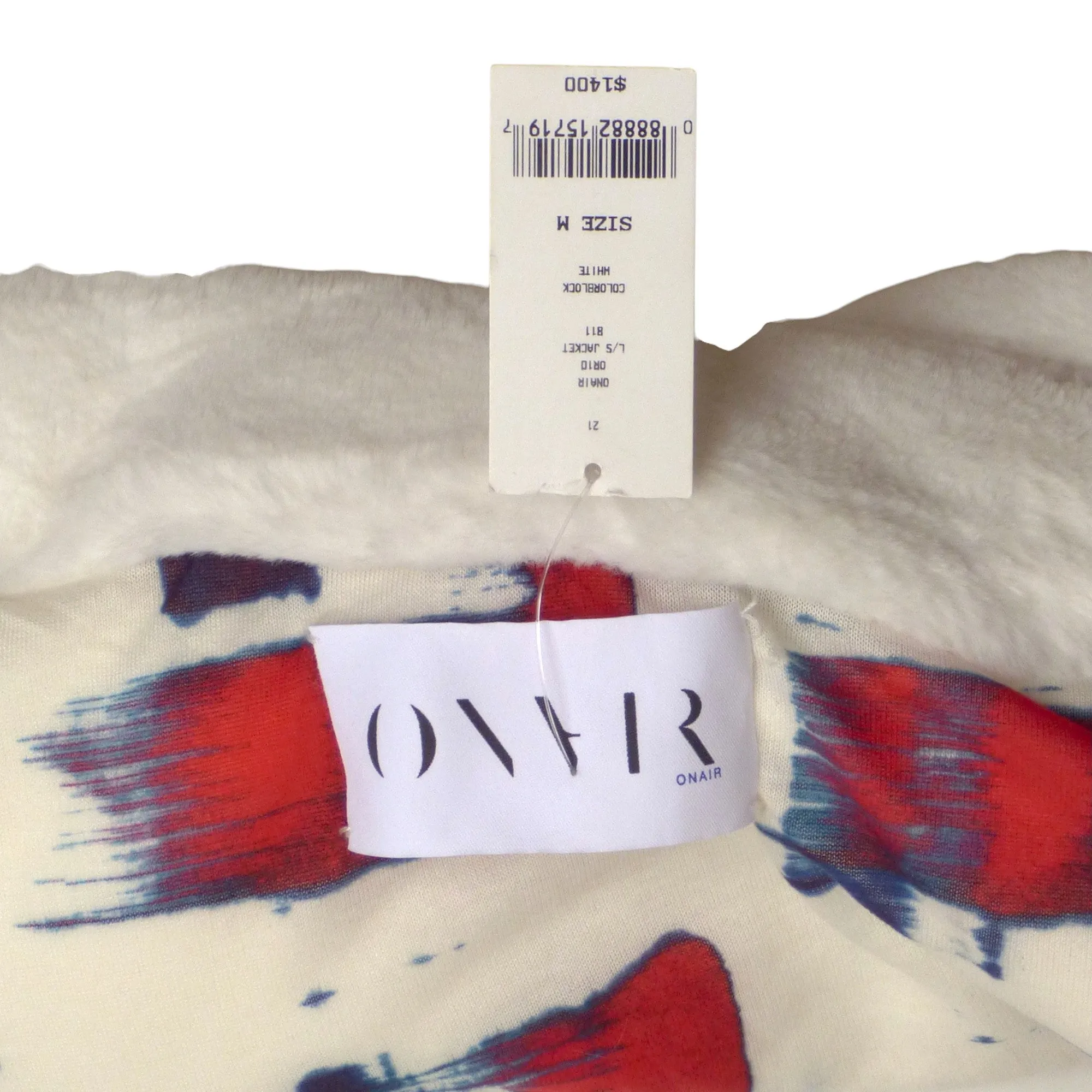 ONAIR- 2018 NWT White & Red Faux Fur Coat, One Size