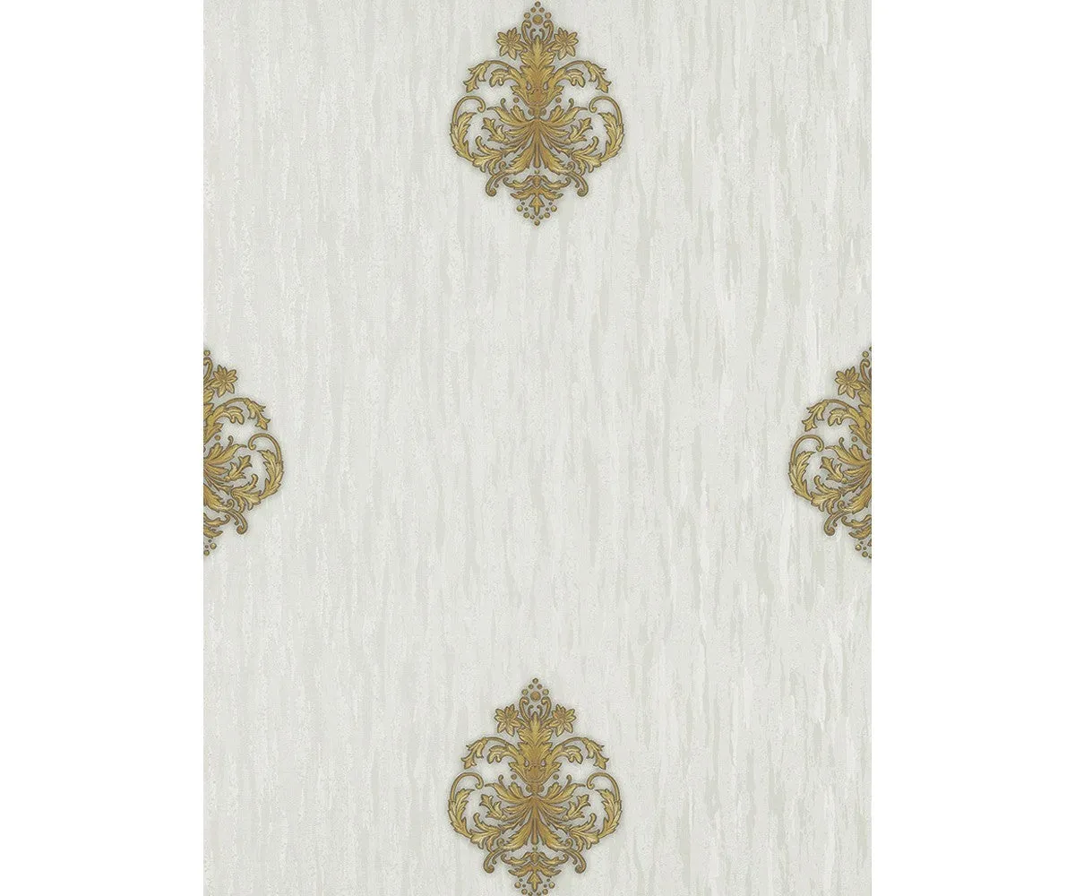 Ornated Floral Damask Motifs Grey 5783-01 Wallpaper