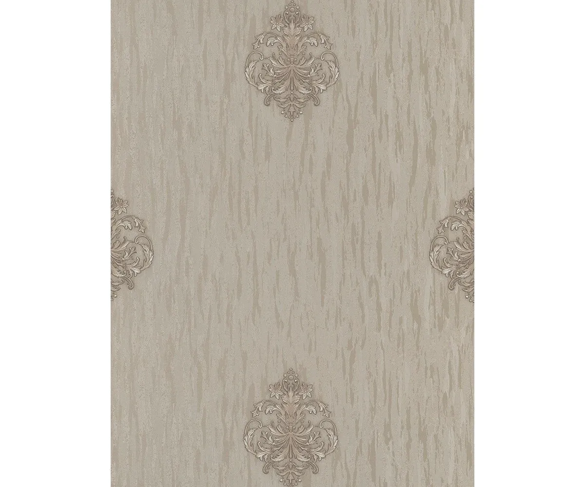 Ornated Floral Damask Motifs Taupe 5783-27 Wallpaper