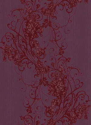 Ornated Floral Scroll Red Violet 5794-09 Wallpaper