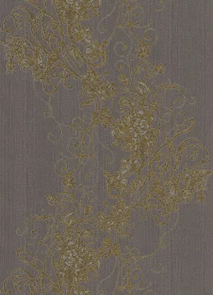 Ornated Floral Scroll Taupe Dark Brown 5794-47 Wallpaper
