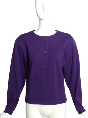 OSCAR DE LA RENTA- 1980s Purple Wool Knit Blouse, Size 10