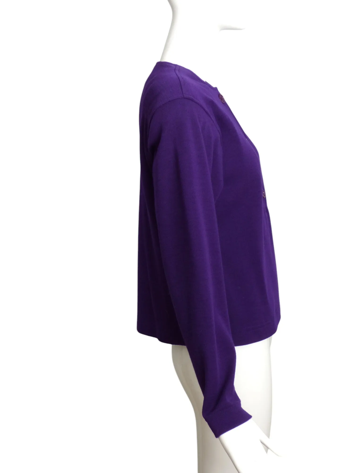 OSCAR DE LA RENTA- 1980s Purple Wool Knit Blouse, Size 10