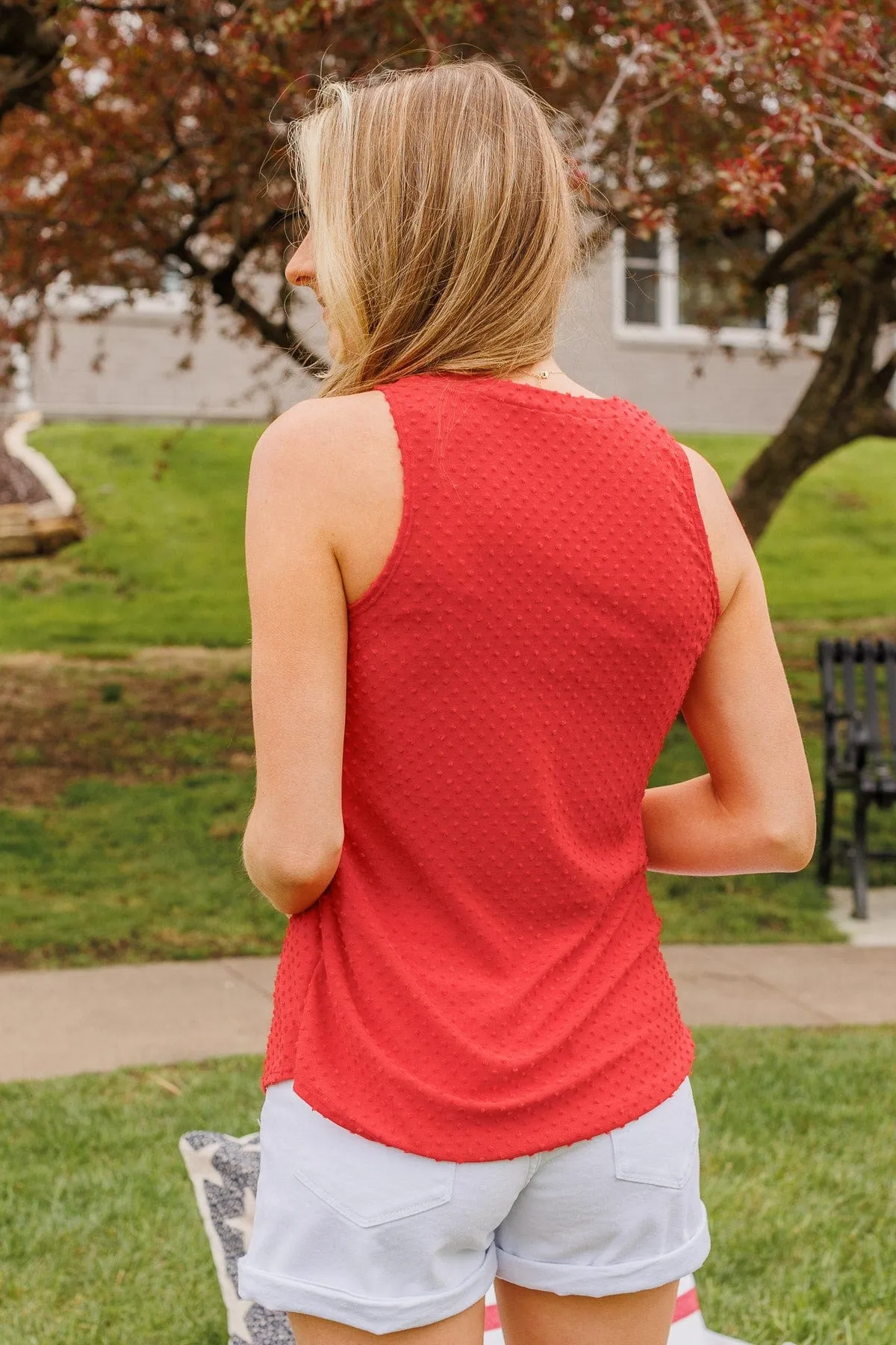 Owns My Heart V-Neck Tank Top- Red