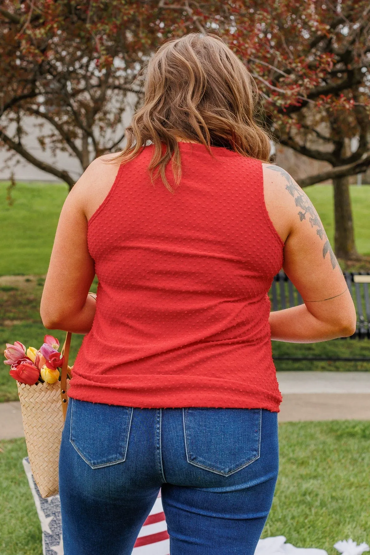 Owns My Heart V-Neck Tank Top- Red