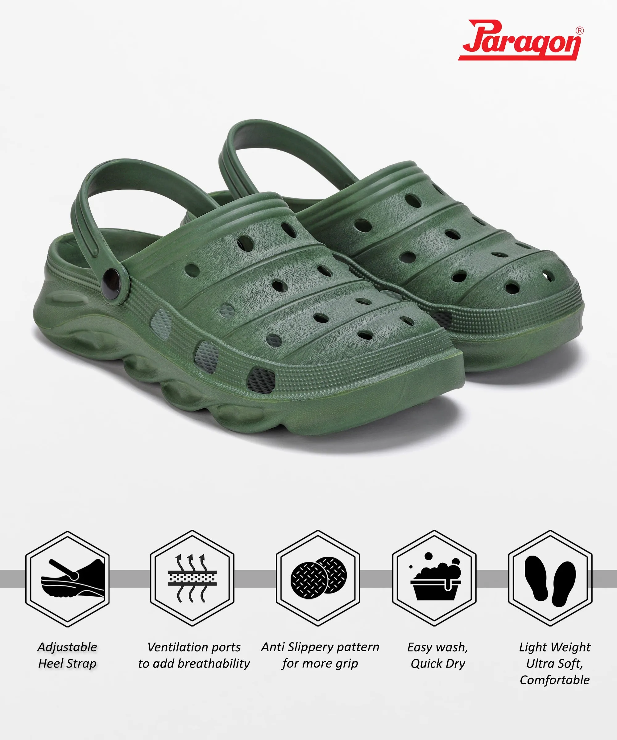 Paragon  K10914G Men Casual Clogs | Stylish, Durable | Casual & Comfortable | For Everyday Use