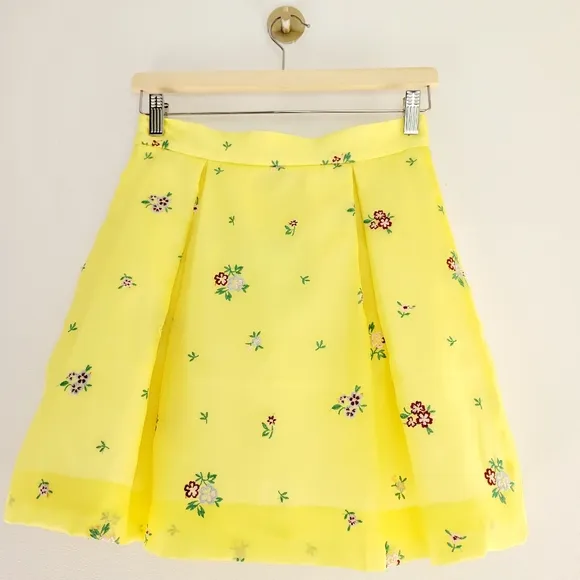 P.A.R.O.S.H. Mini Skirt Silk Embroidered Floral Pleated Tennis Designer Italy