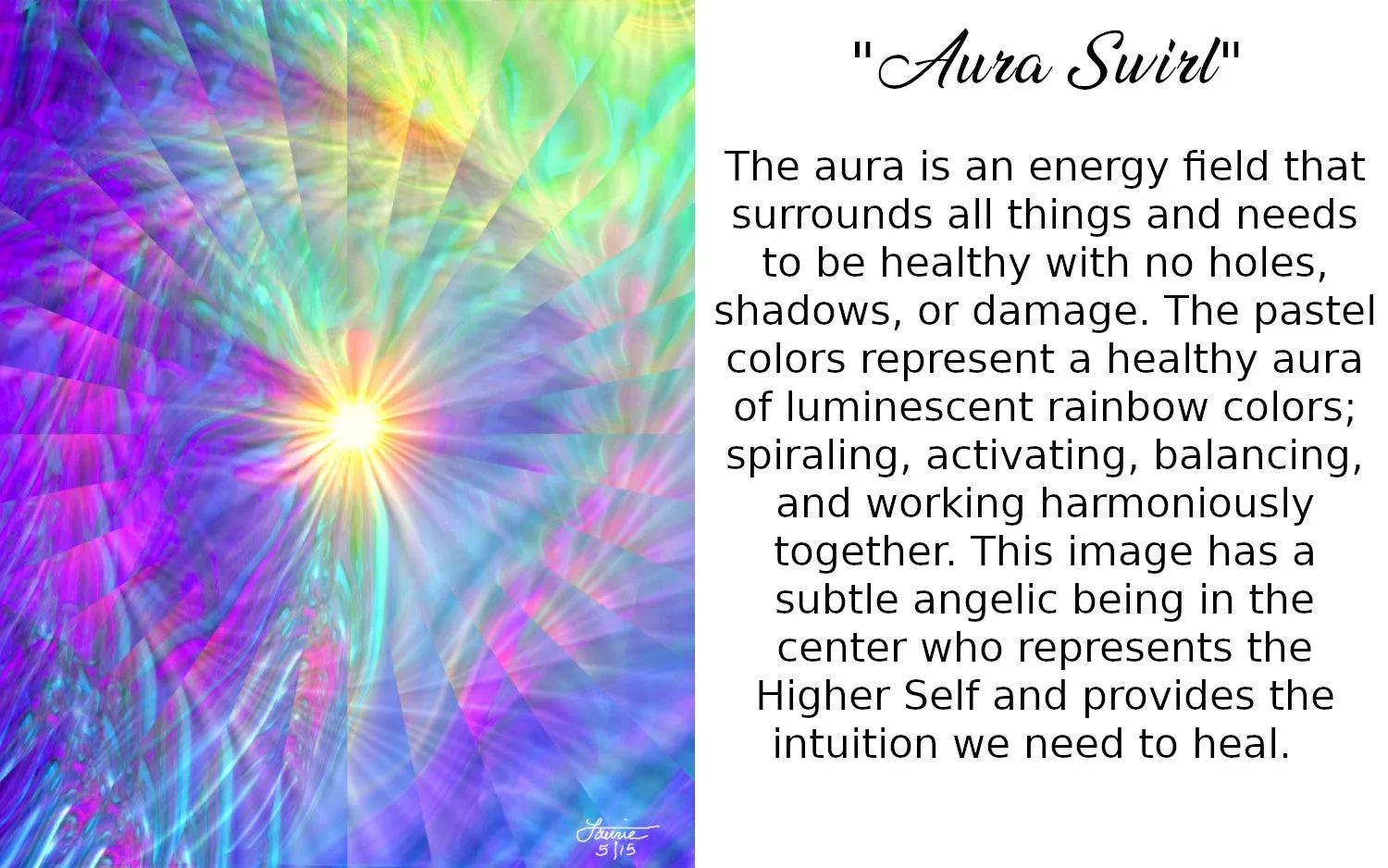 Pastel Rainbow Swirl Necklace, Fibonacci Spiral Energy Art by Primal Painter - "Aura Swirl"