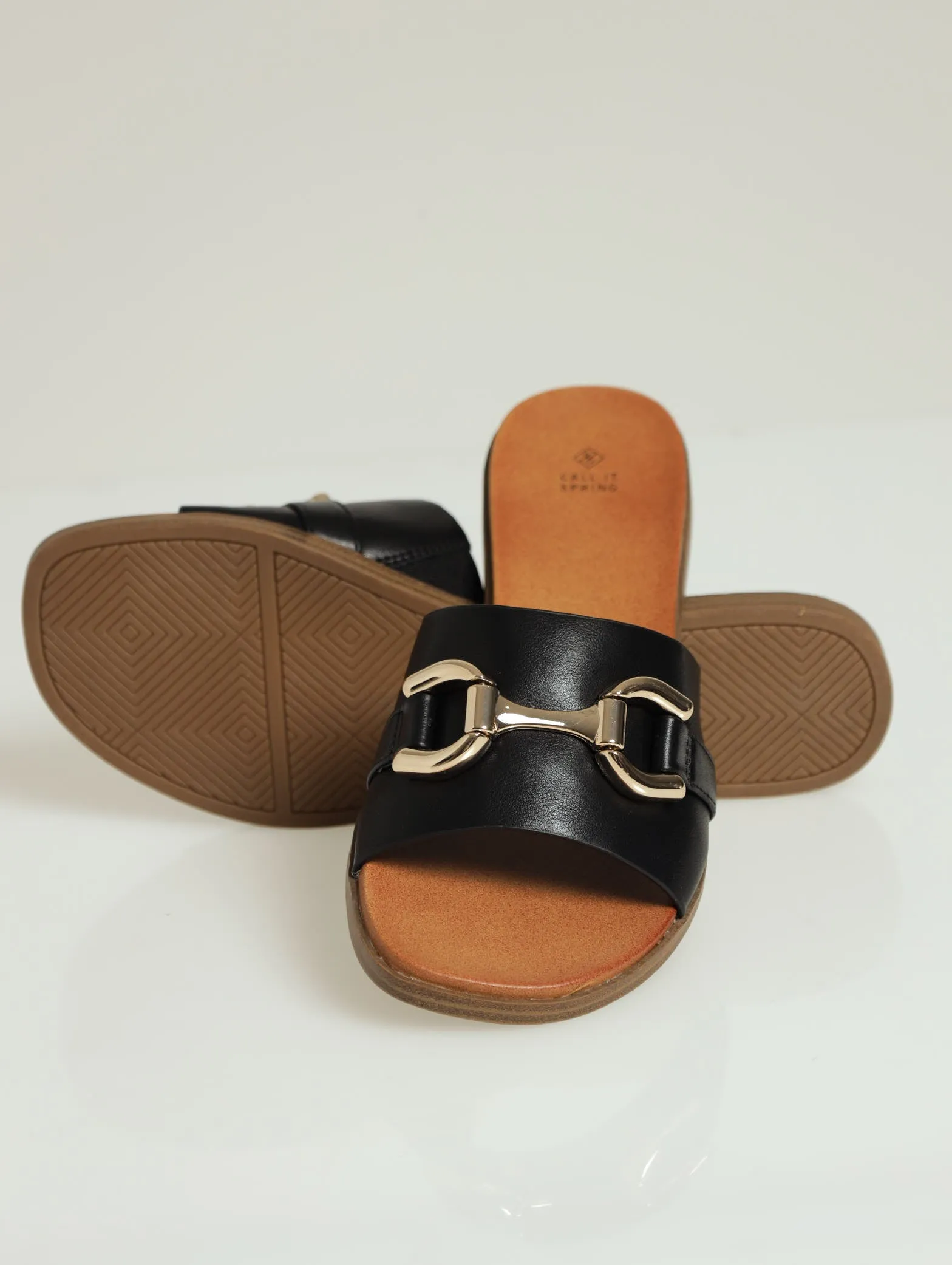 Phoeniix Push In Mule Sandal - Black