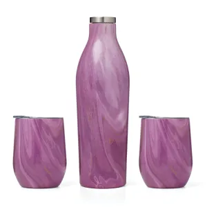 Pink Geo Wine Growler & Tumbler 3-Piece Set