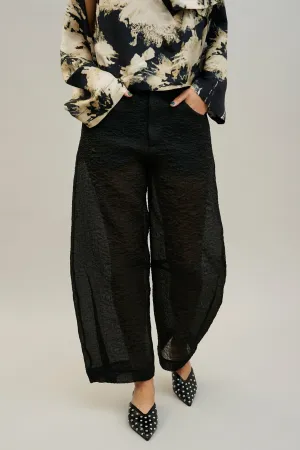 Pot Black Sheer Barrel Leg Pants