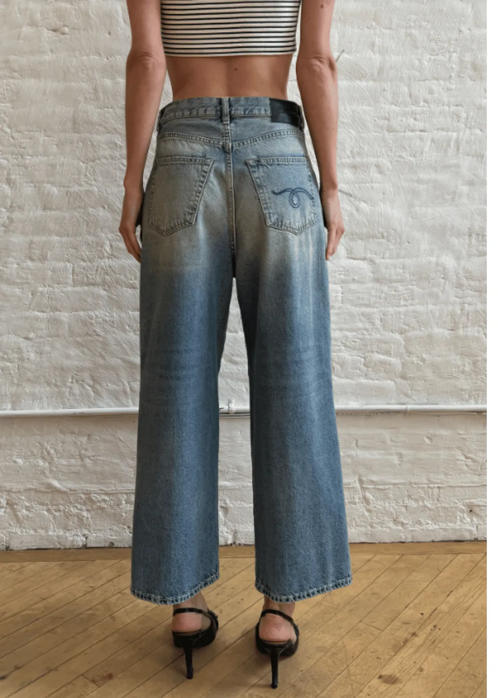 R13 Cropped Wide Leg Jean