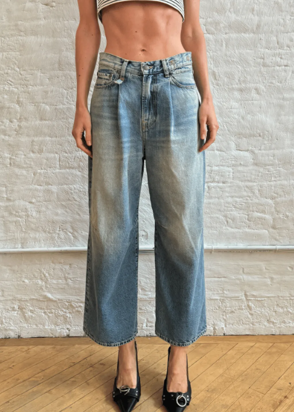 R13 Cropped Wide Leg Jean