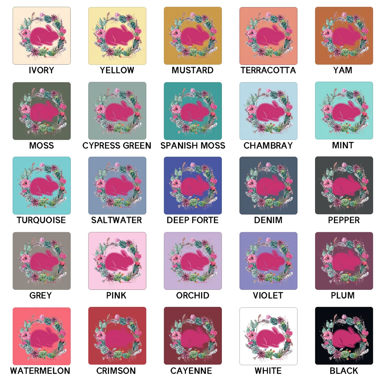 Rabbit Cactus Wreath ComfortWash/ComfortColor T-Shirt (S-4XL) - Multiple Colors!